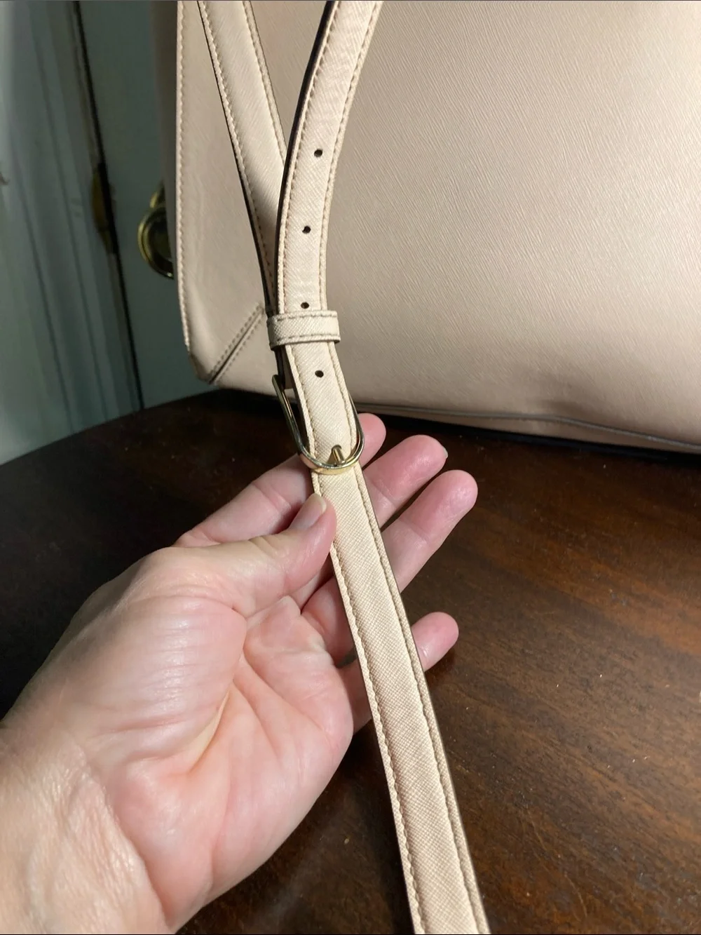 Tory Burch Robinson Large Pale Leather Satchel with Detachable Strap